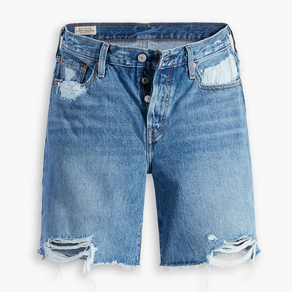 Levi's Blue Distressed Jean Shorts